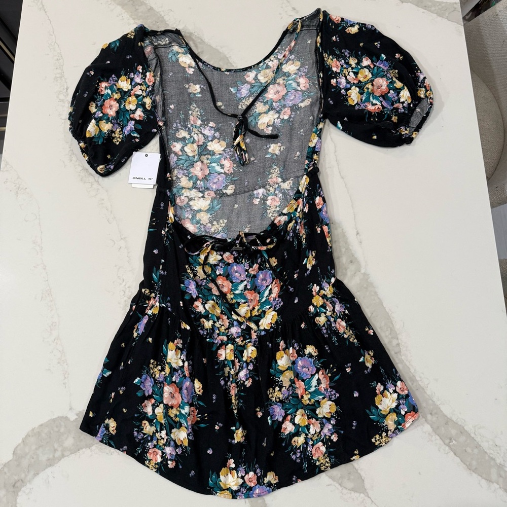 O’Neill NWT Alta Midi Floral Open Back Dress Women’s Small Black/Multi Romantic - Picture 11 of 14